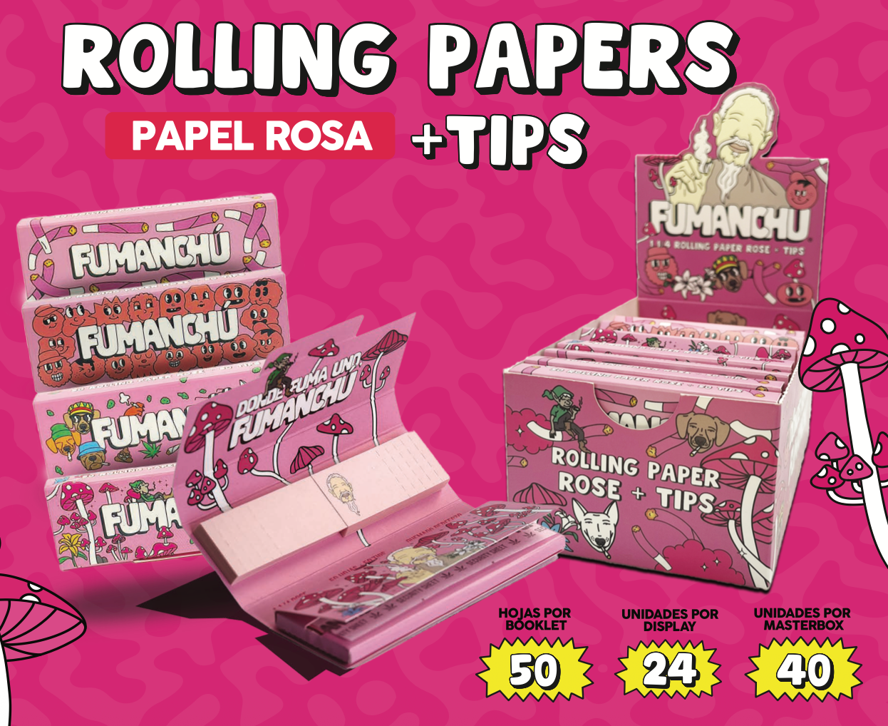 FUMANCHU PINK 1 1/4 + TIPS